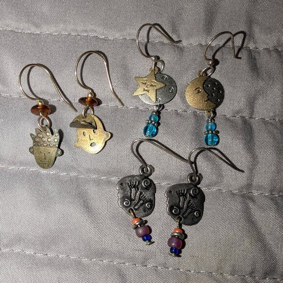 $2 with Bundle ~ Set of 3 Boho Artisan Earrings 4521 - Picture 1 of 5